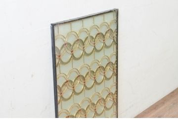 未使用品　二重丸(にじゅうまる)　デットストック品のステンドグラス(建具、ドア、窓、照明、衝い立て、衝立、つい立て)(定価約12万円)(R-074439)