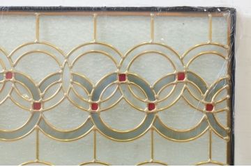 未使用品　二重丸(にじゅうまる)　デットストック品のステンドグラス(建具、ドア、窓、照明、衝い立て、衝立、つい立て)(定価約12万円)(R-074439)