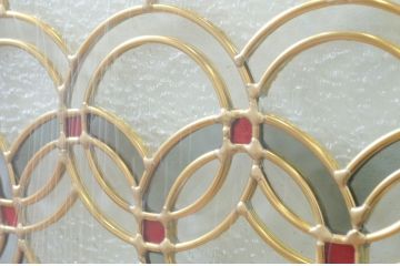 未使用品　二重丸(にじゅうまる)　デットストック品のステンドグラス(建具、ドア、窓、照明、衝い立て、衝立、つい立て)(定価約12万円)(R-074439)