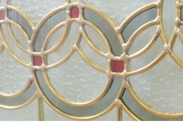 未使用品　二重丸(にじゅうまる)　デットストック品のステンドグラス(建具、ドア、窓、照明、衝い立て、衝立、つい立て)(定価約12万円)(R-074439)