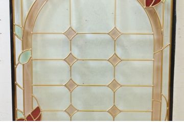 未使用品　薔薇の園(ばらのその)　デットストック品のステンドグラス(建具、ドア、窓、照明、衝い立て、衝立、つい立て)(定価約12万円)(R-074446)