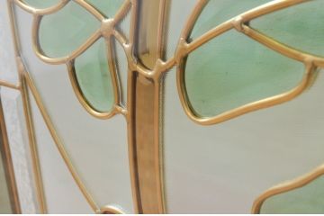 未使用品　赤い牡丹(あかいぼたん)　デットストック品のステンドグラス(建具、ドア、窓、照明、衝い立て、衝立、つい立て)(定価約10万8千円)(R-074447)