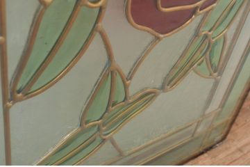 未使用品　窓辺の蔓薔薇(まどべのつるばら)　デットストック品のステンドグラス(建具、ドア、窓、照明、衝い立て、衝立、つい立て)(定価約10万8千円)(R-074448)