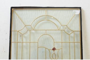 未使用品　三つのチューリップ(みっつのチューリップ)　デットストック品のステンドグラス(建具、ドア、窓、照明、衝い立て、衝立、つい立て)(定価約10万2千円)(R-074449)