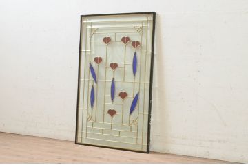 未使用品　銀杏の葉(いちょうのは)　デットストック品のステンドグラス(建具、ドア、窓、照明、衝い立て、衝立、つい立て)(定価約10万4千円)(R-074450)