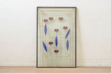 未使用品　銀杏の葉(いちょうのは)　デットストック品のステンドグラス(建具、ドア、窓、照明、衝い立て、衝立、つい立て)(定価約10万4千円)(R-074450)