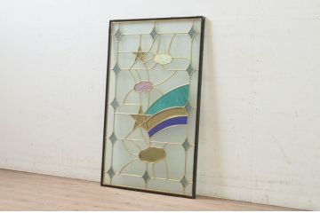 未使用品　流れ星(ながれぼし)　デットストック品のステンドグラス(建具、ドア、窓、照明、衝い立て、衝立、つい立て)(定価約10万2千円)(R-074451)