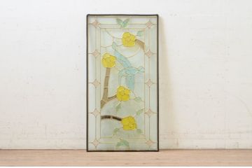 未使用品　蜂鳥と花(はちどりとはな)　デットストック品のステンドグラス(建具、ドア、窓、照明、衝い立て、衝立、つい立て)(定価約10万8千円)(R-074452)
