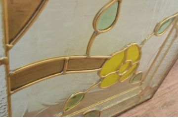 未使用品　蜂鳥と花(はちどりとはな)　デットストック品のステンドグラス(建具、ドア、窓、照明、衝い立て、衝立、つい立て)(定価約10万8千円)(R-074452)