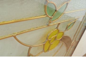 未使用品　蜂鳥と花(はちどりとはな)　デットストック品のステンドグラス(建具、ドア、窓、照明、衝い立て、衝立、つい立て)(定価約12万4千円)(R-074453)