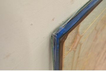 未使用品　蜂鳥と花(はちどりとはな)　デットストック品のステンドグラス(建具、ドア、窓、照明、衝い立て、衝立、つい立て)(定価約12万4千円)(R-074453)