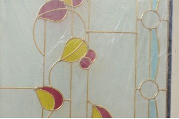 未使用品　木の実(きのみ)　デットストック品のステンドグラス(建具、ドア、窓、照明、衝い立て、衝立、つい立て)(定価約12万4千円)(R-074460)