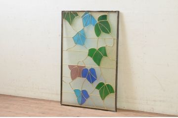 未使用品　楓(かえで)　デットストック品のステンドグラス(建具、ドア、窓、照明、衝い立て、衝立、つい立て)(定価約9万6千円)(R-074461)