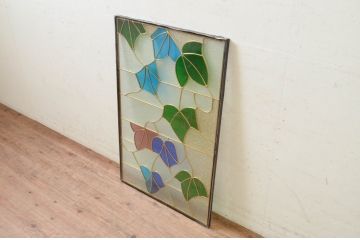 未使用品　楓(かえで)　デットストック品のステンドグラス(建具、ドア、窓、照明、衝い立て、衝立、つい立て)(定価約9万6千円)(R-074461)