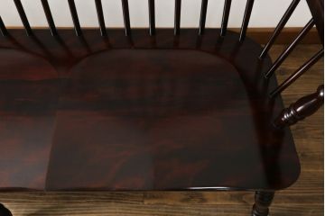 中古　美品　国産民芸家具　デパート取扱品　クラシカルな佇まいのウィンザーベンチ(長椅子、3人掛けベンチ、ウィンザーチェア、ウインザーチェア)(R-074464)