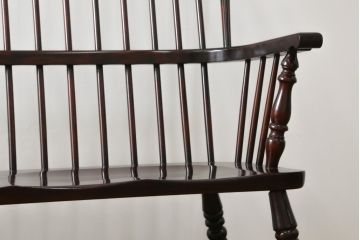 中古　美品　国産民芸家具　デパート取扱品　クラシカルな佇まいのウィンザーベンチ(長椅子、3人掛けベンチ、ウィンザーチェア、ウインザーチェア)(R-074464)