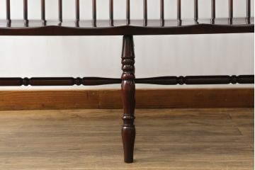 中古　美品　国産民芸家具　デパート取扱品　クラシカルな佇まいのウィンザーベンチ(長椅子、3人掛けベンチ、ウィンザーチェア、ウインザーチェア)(R-074464)