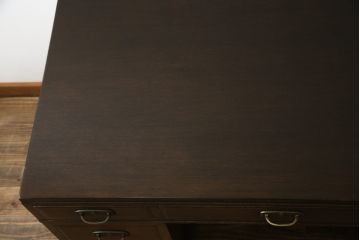 和製アンティーク　ナラ材　使い込まれた風合いが味わい深い両袖机(ニーホールデスク、ワークデスク、オフィスデスク、在宅ワーク、在宅用)(R-074468)
