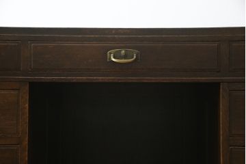 和製アンティーク　ナラ材　使い込まれた風合いが味わい深い両袖机(ニーホールデスク、ワークデスク、オフィスデスク、在宅ワーク、在宅用)(R-074468)