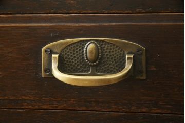 和製アンティーク　ナラ材　使い込まれた風合いが味わい深い両袖机(ニーホールデスク、ワークデスク、オフィスデスク、在宅ワーク、在宅用)(R-074468)
