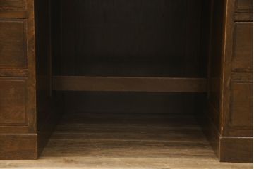 和製アンティーク　ナラ材　使い込まれた風合いが味わい深い両袖机(ニーホールデスク、ワークデスク、オフィスデスク、在宅ワーク、在宅用)(R-074468)