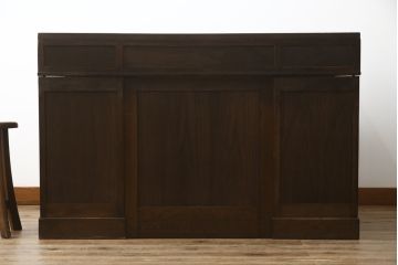 和製アンティーク　ナラ材　使い込まれた風合いが味わい深い両袖机(ニーホールデスク、ワークデスク、オフィスデスク、在宅ワーク、在宅用)(R-074468)