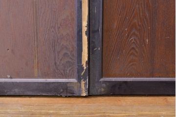 アンティーク建具　鏡板欅(ケヤキ)材　和の情緒あふれる障子帯戸4枚セット(引き戸、板戸、障子戸)(R-074470)