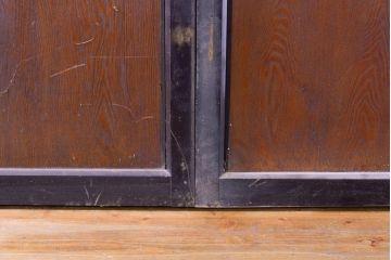 アンティーク建具　鏡板欅(ケヤキ)材　和の情緒あふれる障子帯戸4枚セット(引き戸、板戸、障子戸)(R-074470)