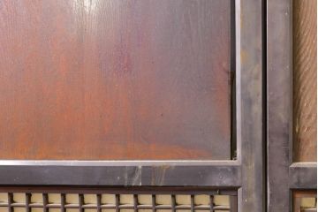 アンティーク建具　鏡板欅(ケヤキ)材　和の情緒あふれる障子帯戸4枚セット(引き戸、板戸、障子戸)(R-074470)