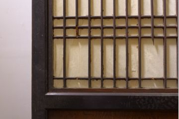 アンティーク建具　鏡板欅(ケヤキ)材　和の情緒あふれる障子帯戸4枚セット(引き戸、板戸、障子戸)(R-074470)