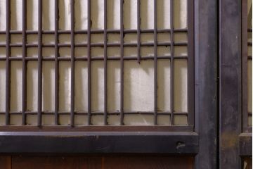 アンティーク建具　鏡板欅(ケヤキ)材　和の情緒あふれる障子帯戸4枚セット(引き戸、板戸、障子戸)(R-074470)