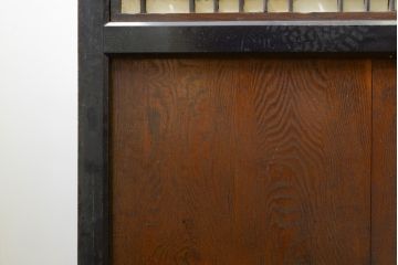アンティーク建具　鏡板欅(ケヤキ)材　和の情緒あふれる障子帯戸4枚セット(引き戸、板戸、障子戸)(R-074470)