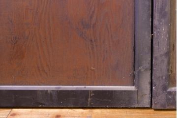アンティーク建具　鏡板欅(ケヤキ)材　和の情緒あふれる障子帯戸4枚セット(引き戸、板戸、障子戸)(R-074470)