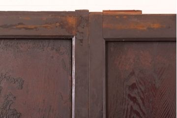 アンティーク建具　鏡板欅(ケヤキ)材　和の情緒あふれる障子帯戸4枚セット(引き戸、板戸、障子戸)(R-074470)