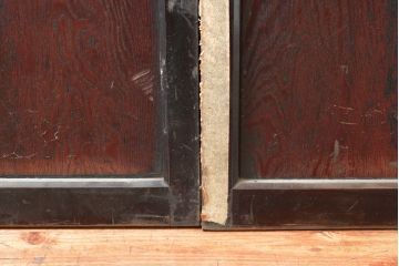 アンティーク建具　鏡板欅(ケヤキ)材　和の情緒あふれる障子帯戸4枚セット(引き戸、板戸、障子戸)(R-074470)
