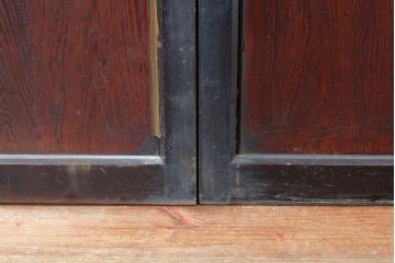 アンティーク建具　鏡板欅(ケヤキ)材　和の情緒あふれる障子帯戸4枚セット(引き戸、板戸、障子戸)(R-074470)