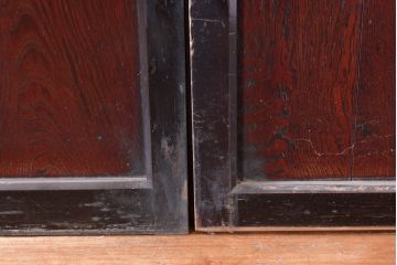 アンティーク建具　鏡板欅(ケヤキ)材　和の情緒あふれる障子帯戸4枚セット(引き戸、板戸、障子戸)(R-074470)