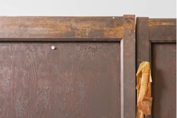 アンティーク建具　鏡板欅(ケヤキ)材　和の情緒あふれる障子帯戸4枚セット(引き戸、板戸、障子戸)(R-074470)