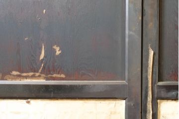 アンティーク建具　鏡板欅(ケヤキ)材　和の情緒あふれる障子帯戸4枚セット(引き戸、板戸、障子戸)(R-074470)