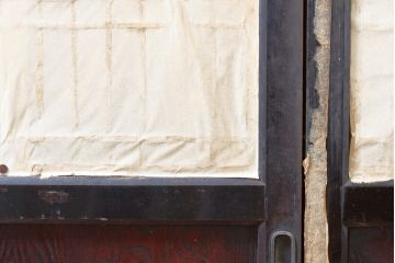 アンティーク建具　鏡板欅(ケヤキ)材　和の情緒あふれる障子帯戸4枚セット(引き戸、板戸、障子戸)(R-074470)