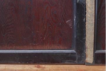 アンティーク建具　鏡板欅(ケヤキ)材　和の情緒あふれる障子帯戸4枚セット(引き戸、板戸、障子戸)(R-074470)