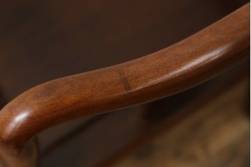 和製ビンテージ　花梨(カリン)材　滑らかな木の質感が美しいアームチェア2脚セット(ダイニングチェア、板座チェア、椅子、イス、ヴィンテージ、バラ売り可能)(R-074472)