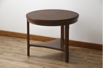和製ビンテージ　希少な廃盤品　オールドマルニ　maruni(マルニ木工)　三角形の棚がお洒落なローテーブル(サイドテーブル、ラウンドテーブル、コーヒーテーブル、ヴィンテージ)(R-074474)