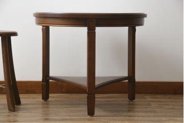和製ビンテージ　希少な廃盤品　オールドマルニ　maruni(マルニ木工)　三角形の棚がお洒落なローテーブル(サイドテーブル、ラウンドテーブル、コーヒーテーブル、ヴィンテージ)(R-074474)