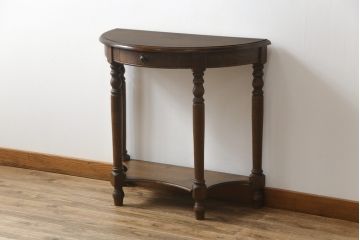 中古　美品　オランダ民芸家具　ネザーランズ・フォークロア　オーク材　クラシカルな佇まいが魅力的なコンソールテーブル(サイドテーブル、花台、飾り台)(R-074476)
