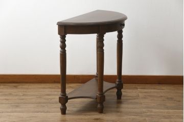 中古　美品　オランダ民芸家具　ネザーランズ・フォークロア　オーク材　クラシカルな佇まいが魅力的なコンソールテーブル(サイドテーブル、花台、飾り台)(R-074476)