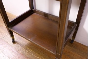 中古　KOSUGA(コスガ)　キャスター付きで便利なバタフライサイドテーブル(エクステンションテーブル、バタフライテーブル、キッチンワゴン、トロリー)(R-074477)