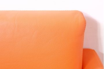 中古　美品　ドイツ家具　Musterring International(ムスタリング　インターナショナル)　鮮やかなオレンジ色がお部屋を華やかにする1Pソファ(アームソファ、1人掛け、一人掛け)(R-074478)