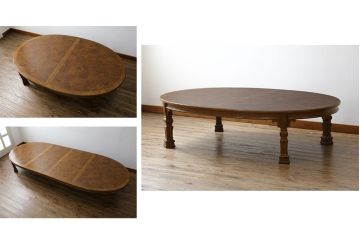中古　特注　DREXEL HERITAGE(ドレクセルヘリテイジ)　品のある佇まいが魅力的なエクステンションローテーブル(リビングテーブル、センターテーブル、エクステンションテーブル、4人掛け、6人掛け、8人掛け)(R-074479)