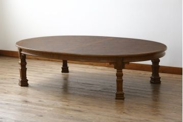 中古　特注　DREXEL HERITAGE(ドレクセルヘリテイジ)　品のある佇まいが魅力的なエクステンションローテーブル(リビングテーブル、センターテーブル、エクステンションテーブル、4人掛け、6人掛け、8人掛け)(R-074479)